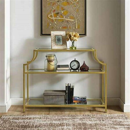 TEMPLETON 32 x 43 x 12 in. Aimee Glass Console Table, Gold TE3045572